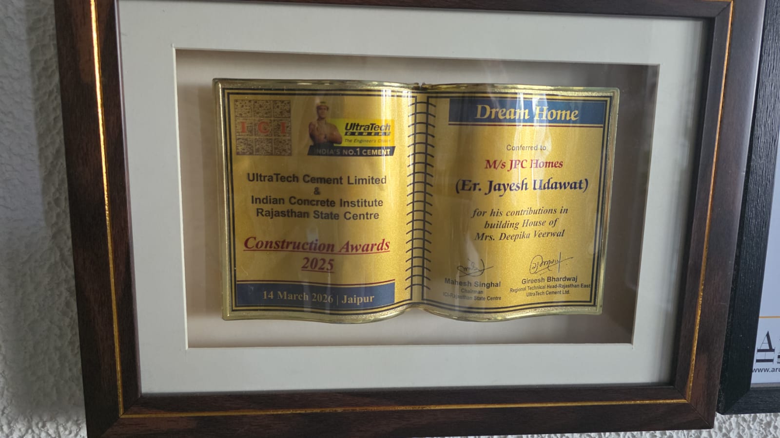 Construction Awards 2026 - Ultratech cement