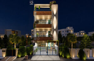 Stylish residential front elevation designed by architect in Udaipur